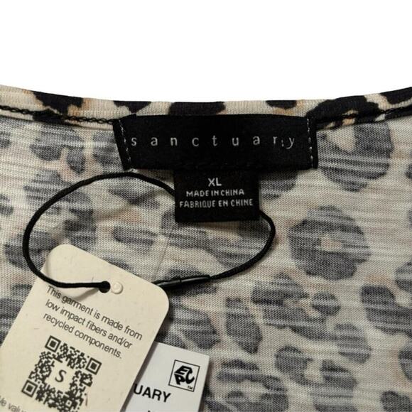 Sanctuary XL Leopard Print Twist Hem V-Neck Short Sleeve Casual Top - Picture 5 of 6